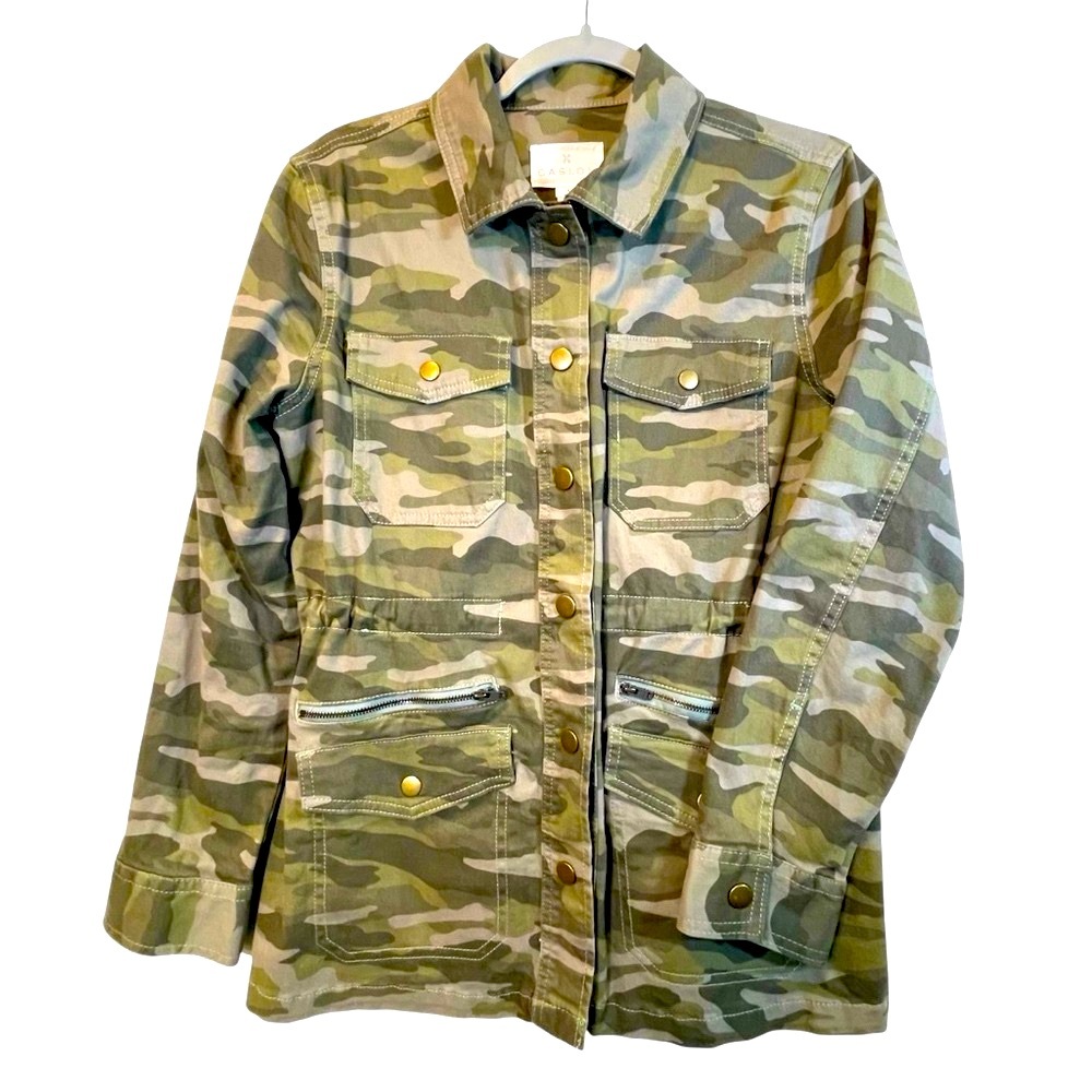 Caslon Green Utility  Women’s Size S Jacket with Collared Neckline EUC